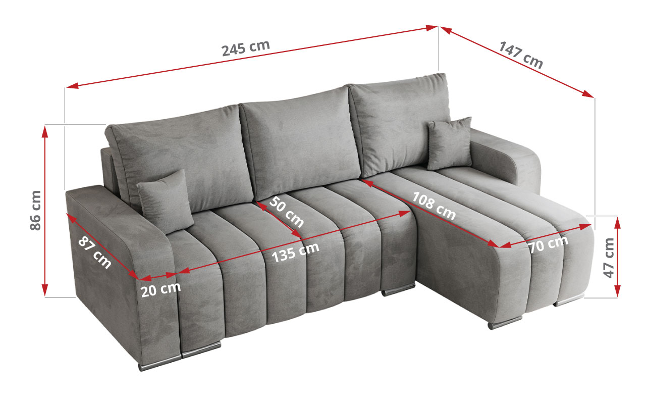 Narożnik KIRASSO L - Monolith 84 - jasny szary - OUTLETU - 42_1
